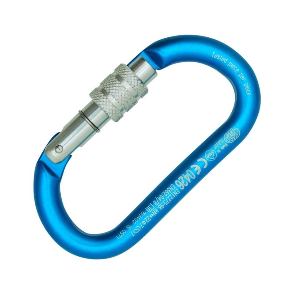 Mosquetão Oval Alu Classic Screw Sleeve – Azul – Kong