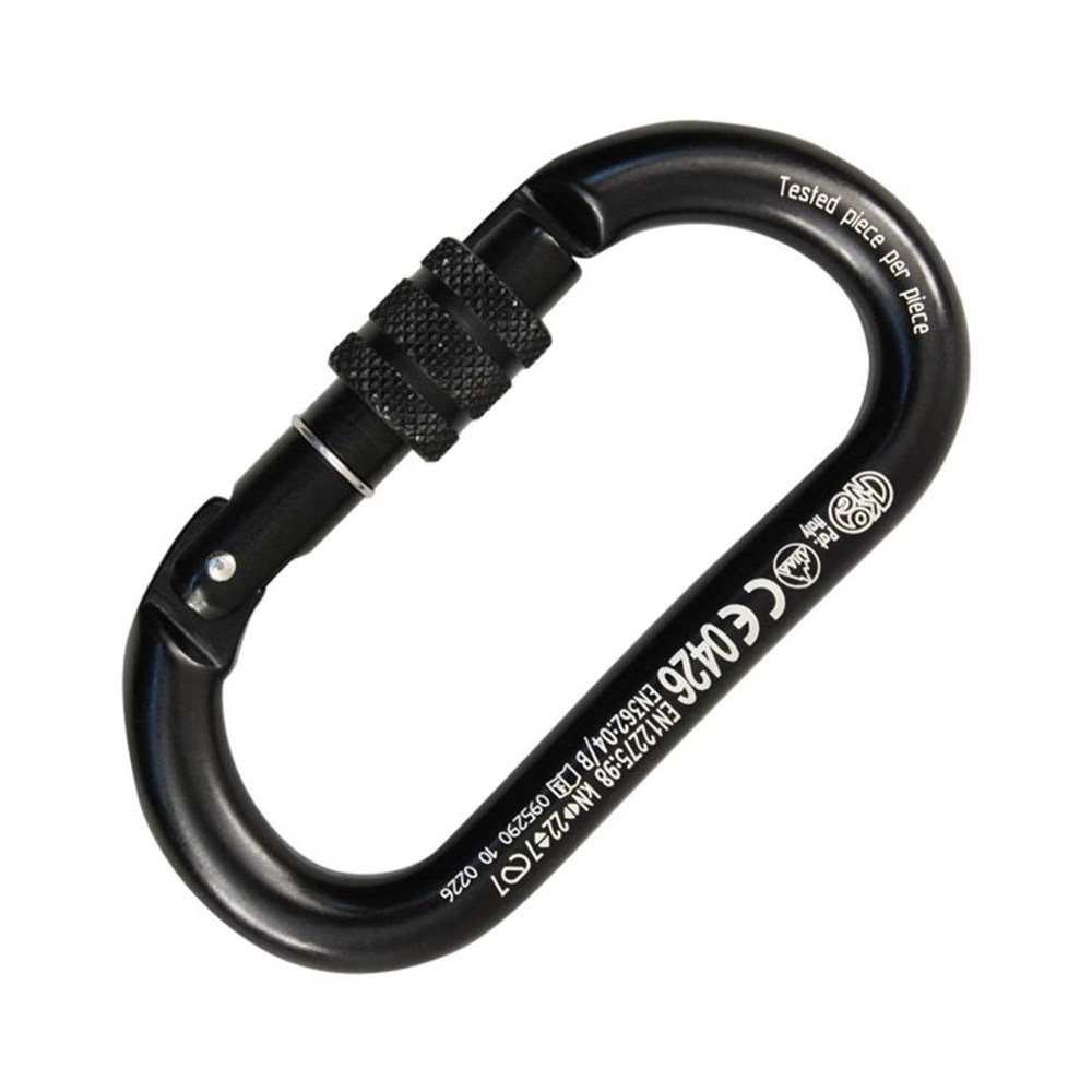Mosquetão Oval Alu Classic Screw Sleeve – Preto – Kong